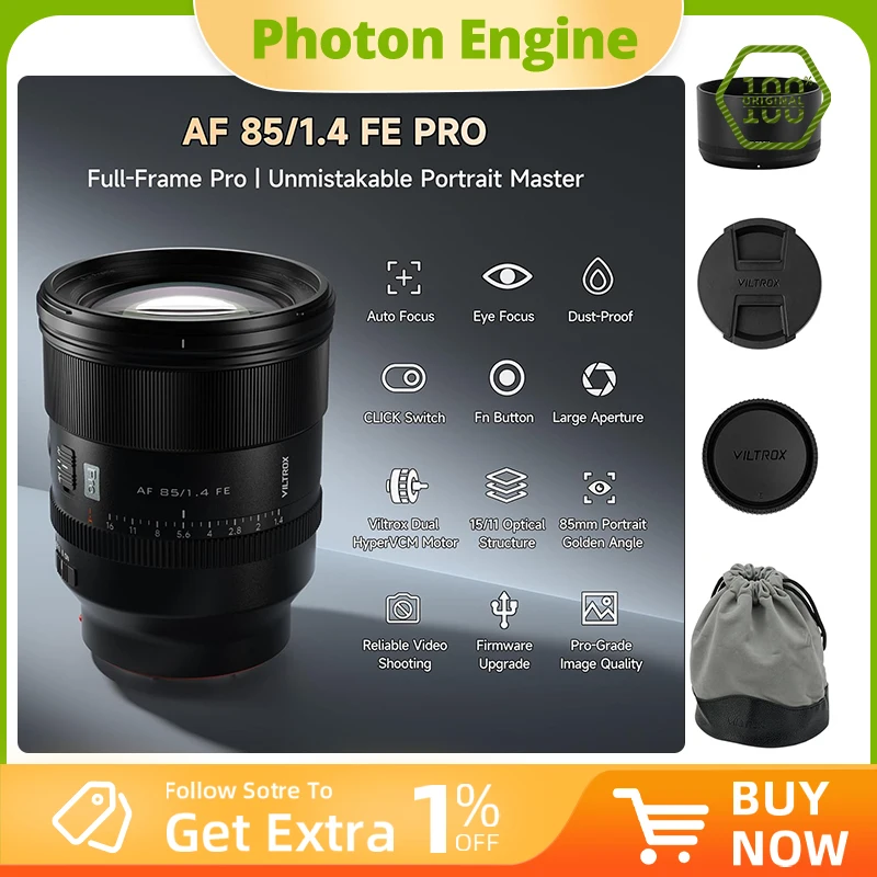 VILTROX AF 85mm F1.4 Pro FE Full Frame Ultra-Large Aperture Fast Auto Focus Lens for Sony E Portrait-Tuned Rendering