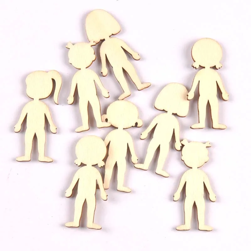 20pcs 20x49mm Boy and Girl Pattern Natural Wooden Chips Scrapbooking Carft for Home Decoration Diy Embellishments cp3417