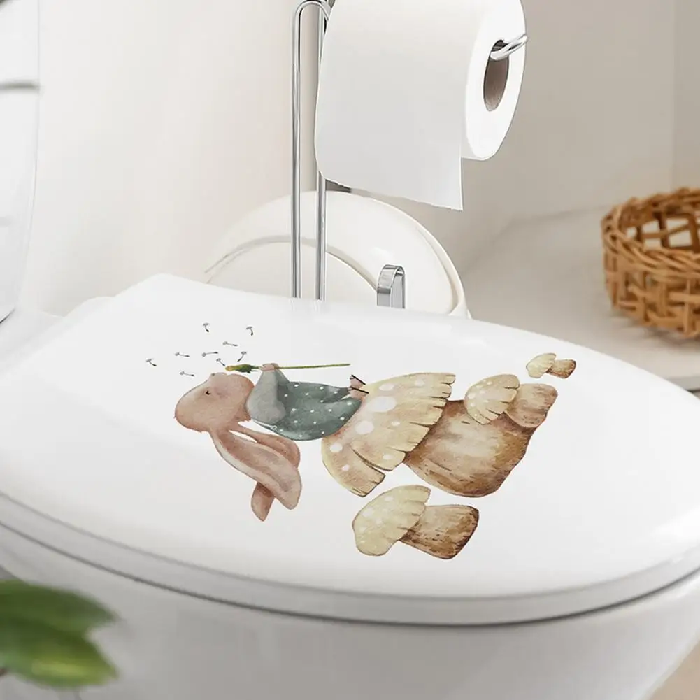 Mushroom Pattern Toilet Sticker Vibrant Color Toilet Sticker Vibrant Long-lasting Cute Rabbit Toilet Sticker Strong for Home