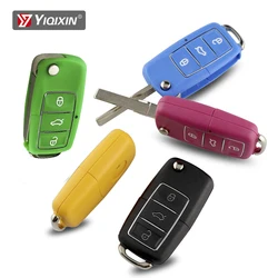 YIQfeat IN-Coque de clé de voiture pliable à rabat, coque de clé à distance, 3 boutons, Volkswagen VW Jetta Golf Passat Beetle Polo Bora