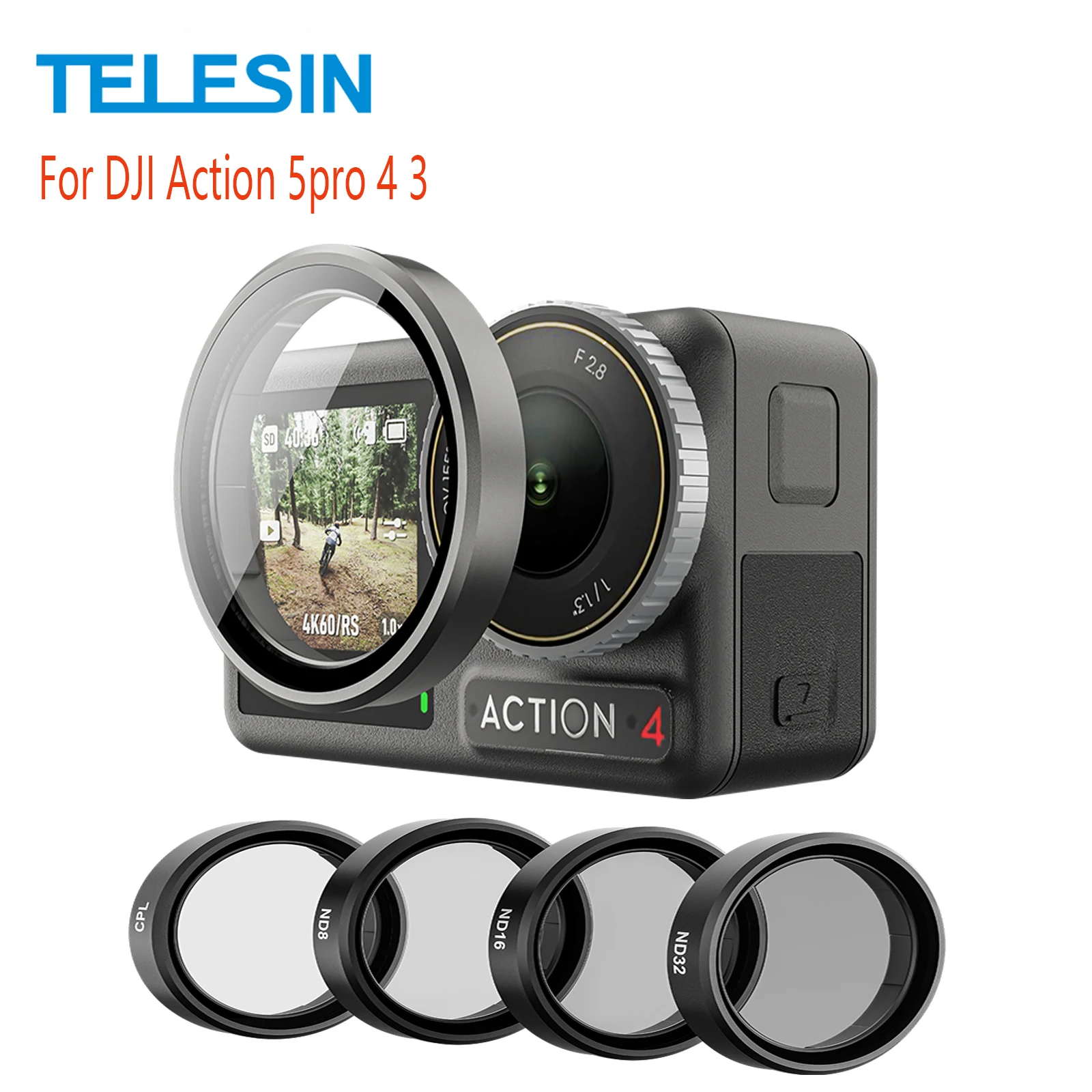 TELESIN CPL ND8 ND16 ND32 Lens Filter Set Aluminium Alloy Frame for DJI OSMO Action 3 4 5pro ND CPL Lens Action Camera Accessory