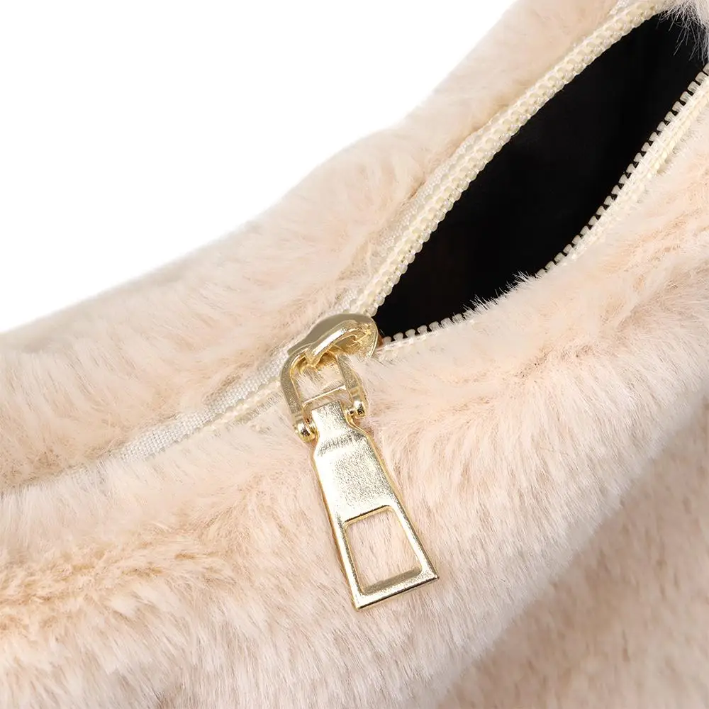 Fashion Women Mini Shoulder Bags Female Winter Plush Underarm Bags Solid Color Fluffy Tote Bags Small Purses