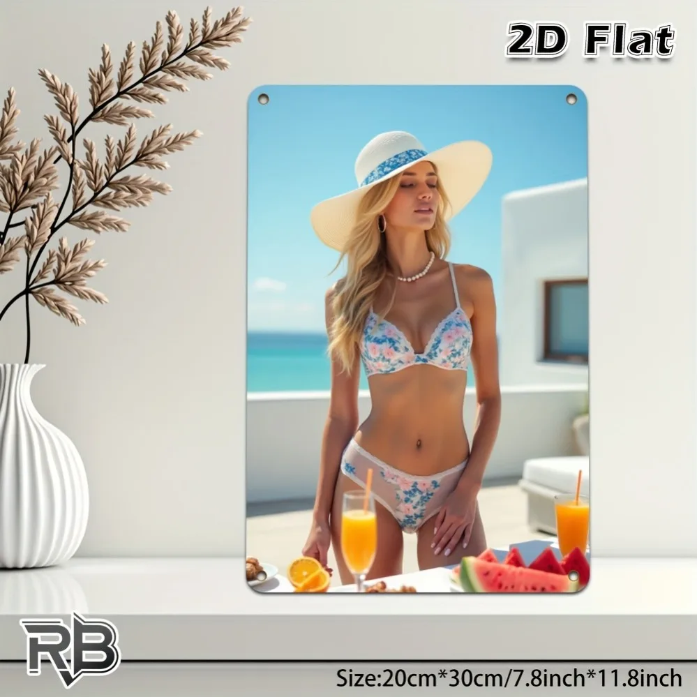 SEXY BIKINI GIRL Wandkunst-Dekoration, lustiges Metallschild für Zuhause, Bar, Garage, Café, Weihnachts- und Halloween-Geschenk