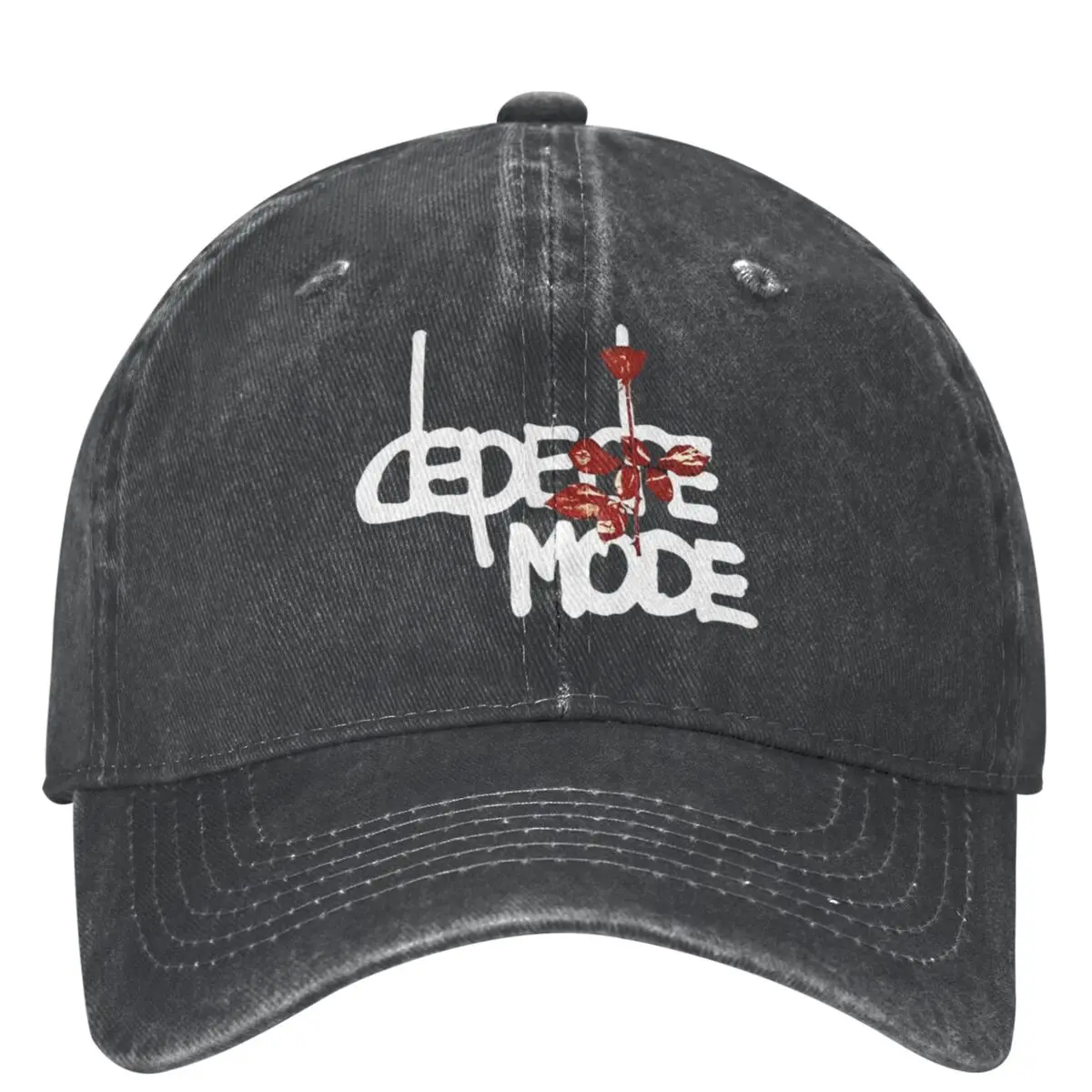 Men Women Red Mode Flowers Depeche Modes Rock Band Baseball Cap Vintage Distressed Denim Sun Cap Adjustable