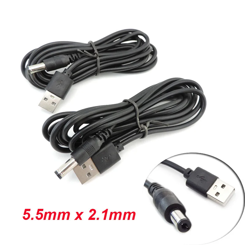 USB 2.0 Male A to DC 5.5mm x 2.1mm Plug Jack DC Power Cord Socket Connector 5V Cable Line 5.5mm*2.1mm 1