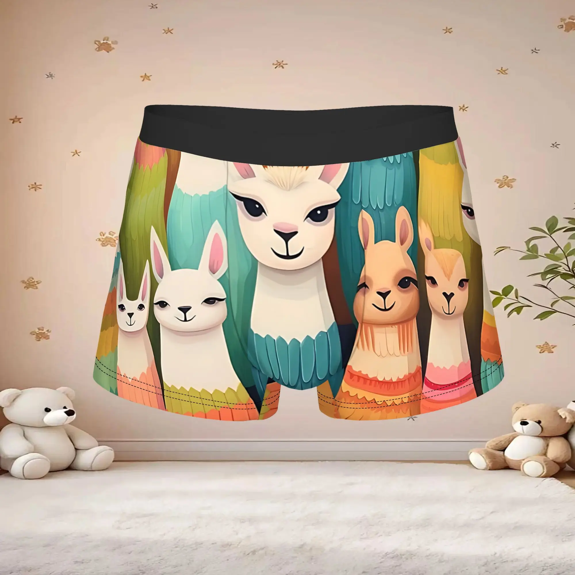 1pc Vintage Llama Adventure Art Print Underpants Breathbale Panties Men's Underwear Suitable Shorts Boxer Briefs