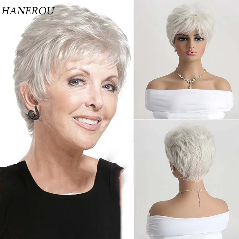 

Short Pixie Cut Light Gold Synthetic Wigs Straight Layered Wig with Fluffy Bangs for Women Daily Party Heat Resistant Hair