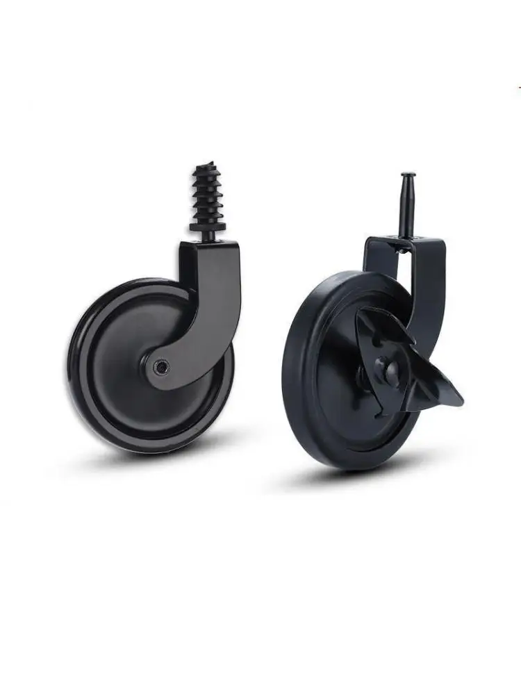 

4 Pcs 3 Inch Universal Caster With Brake, Black PP Round Rod Swivel Wheel For Furniture Cabinet,dining Cart,kitchen Trolley