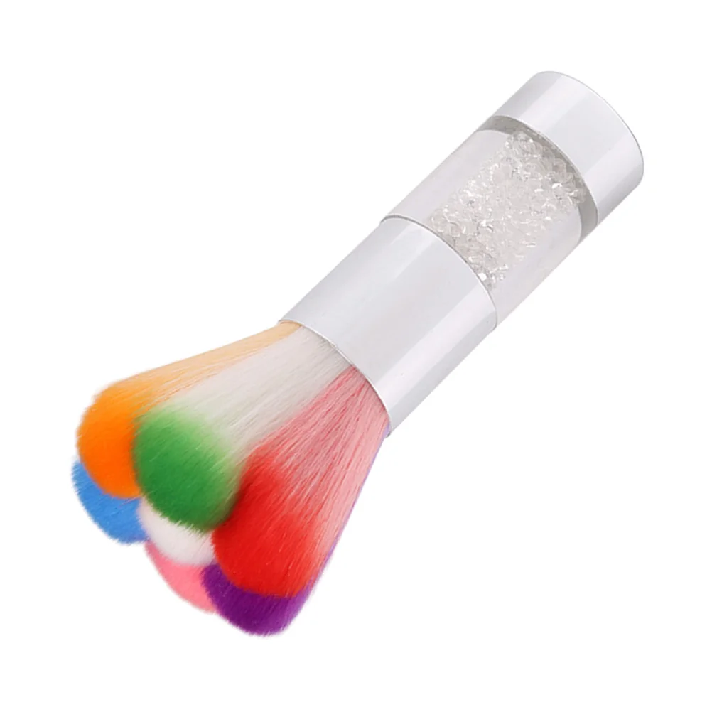 Pędzelek do zdobienia paznokci, kształt tęczowego płatka, metalowa rączka, do czyszczenia pudru akrylowego, narzędzie do makijażu, srebrny makijaż
