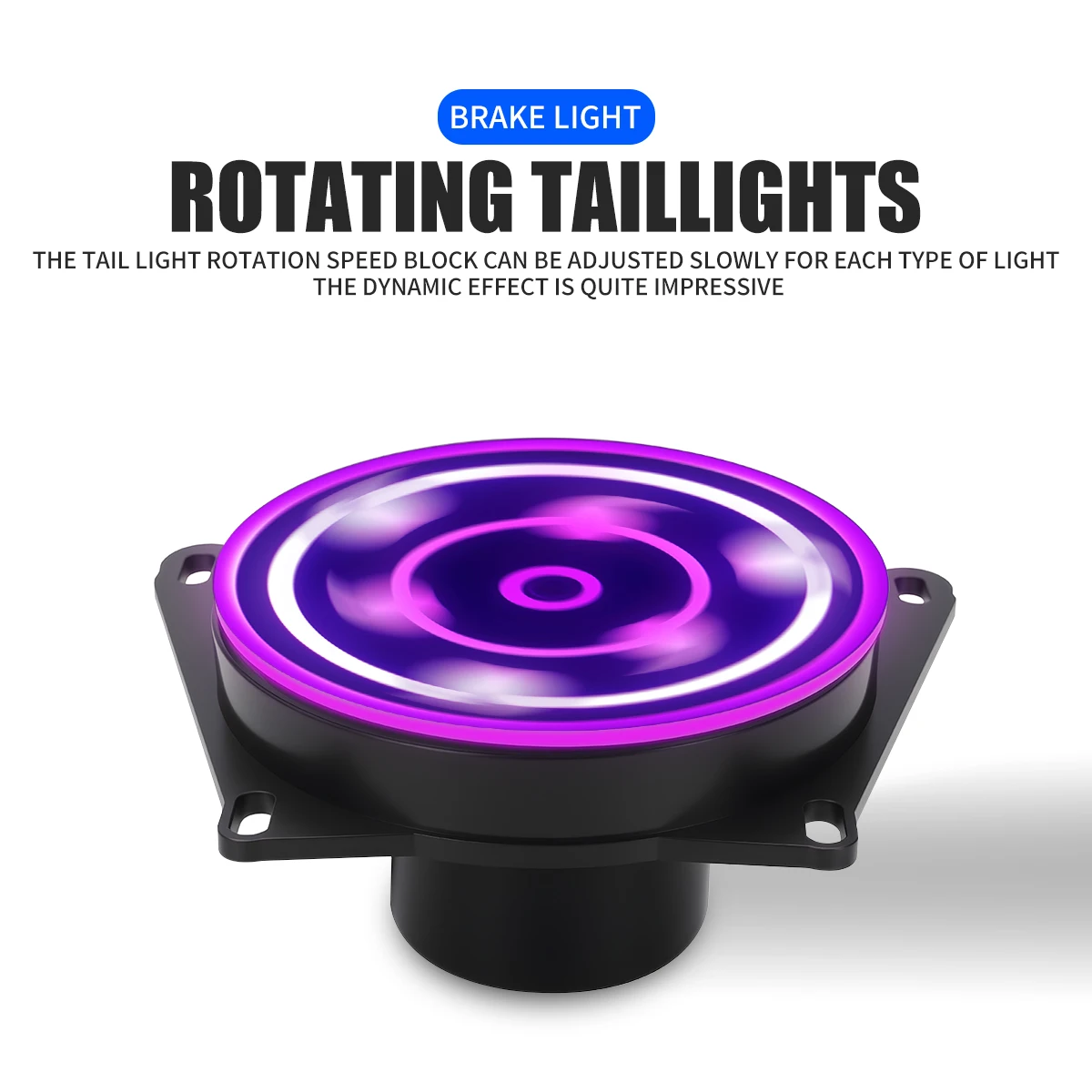 1pc 3Inch Universal Motorcycle LED Rotating Wheel Eyes Rear Tail Light RGB LED License Plate Light Autombile Fog Lamp Decoration