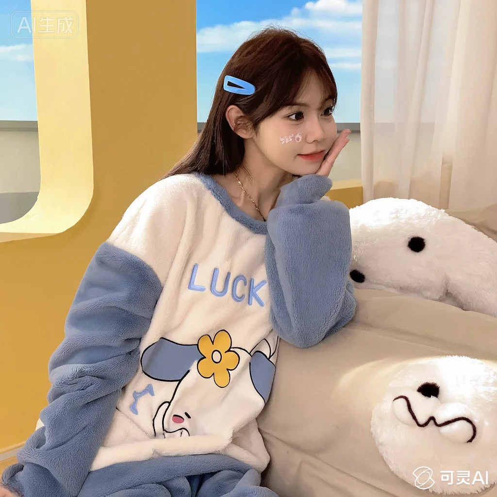 

Sanrio Cinnamoroll Pajamas Kawaii Autumn Winter Ferret Stay At Home Leisure Can Be Worn Outside Screwhead Fresh Sweet Cute Girl
