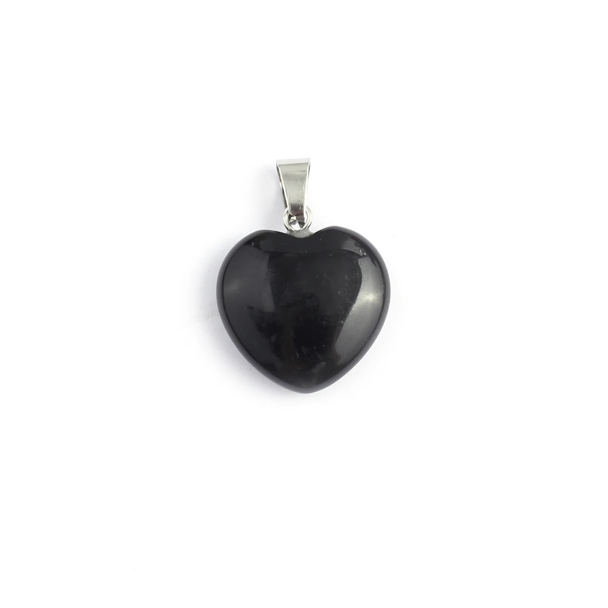 Natural Black Agates Pendant Charm Heart Shape Natural Stone Pendant for Making DIY Jewelry Necklace Earrings Accessory