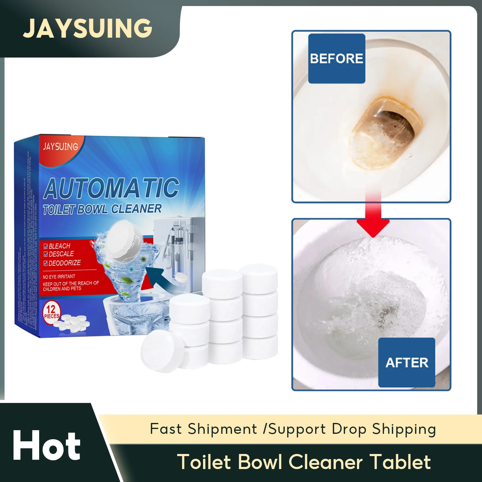 

Toilet Bowl Cleaner Tablet Remove Urine Yellow Dirt Toilet Descaling Deodorizing Bathroom Tank Cleaner Automatic Flushing Tablet