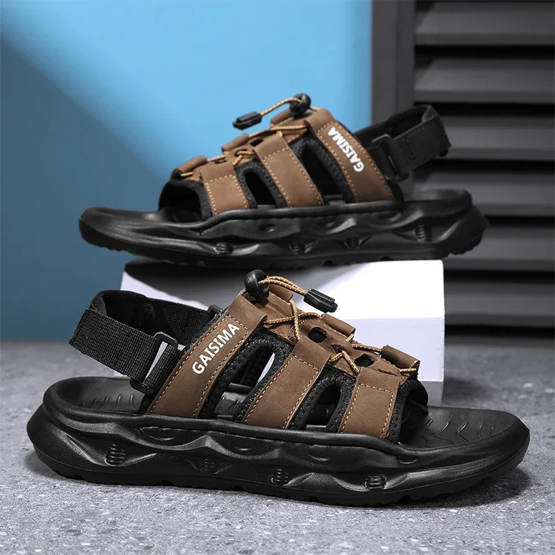 شقة عادية عدم الانزلاق التجفيف السريع الذكور أحذية الشاطئ الرجال الصنادل في الهواء الطلق المشي لمسافات طويلة المشي تنفس موضة كبيرة الحجم 44 جديد #2