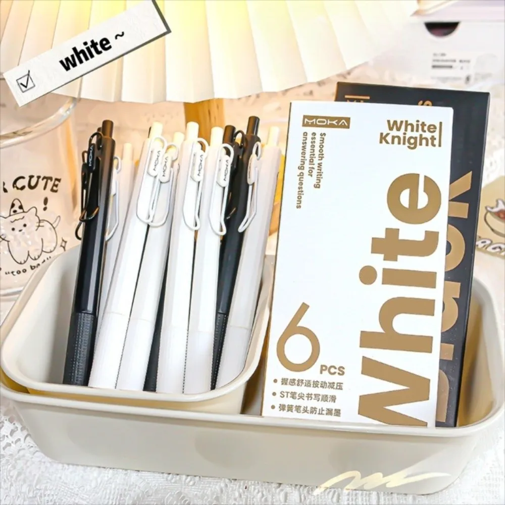 

6Pcs High Quality 0.5mm Neutral Pen Quick-Drying Black Ink Pen Smooth Writting Press Pen School Office Stationery Supplies