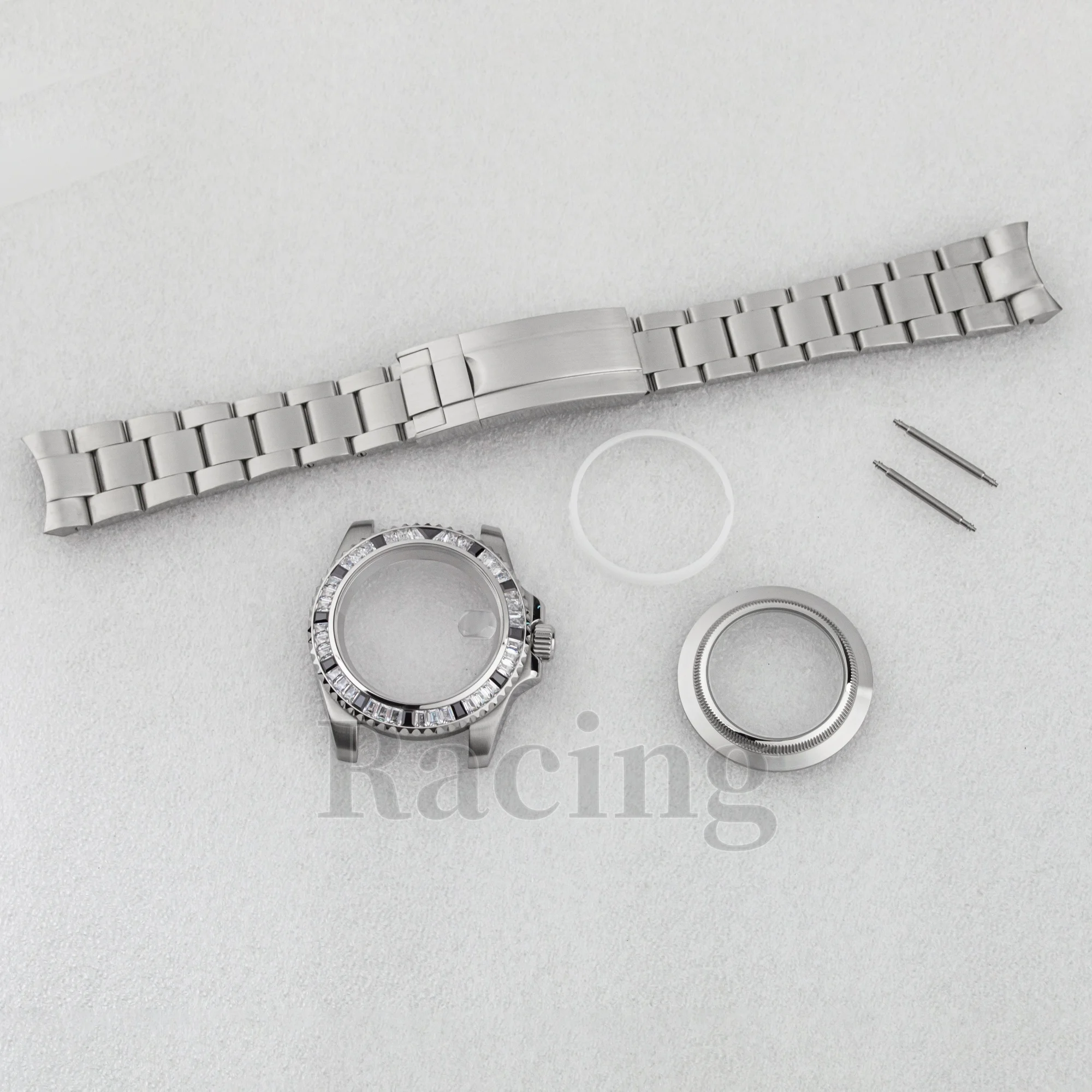 NH35 Diamond Case for SUB GMT Watches Sapphire Crystal Rotating Diamond 40mm Watch Case Fit NH34/35/36 Automatic Movement