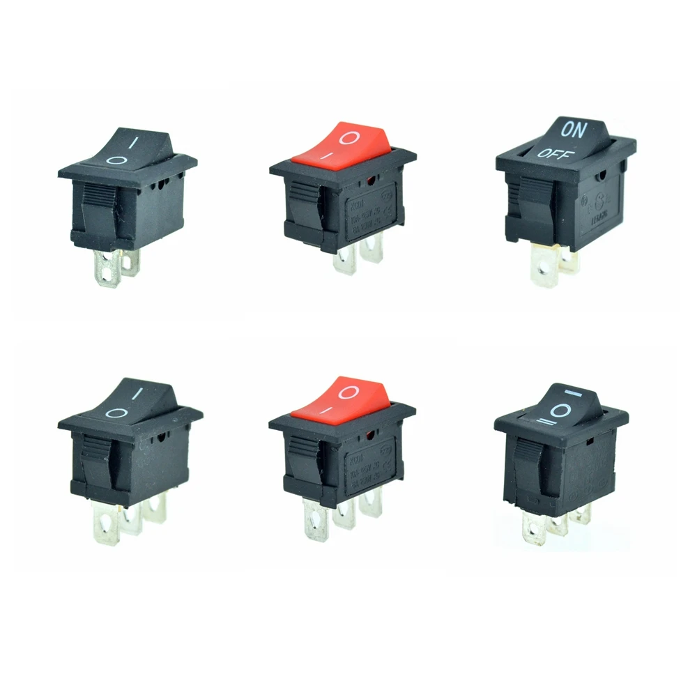 2Pin 3Pin SPST SPDT Car Rocker Boat Switch ON/OFF ON/ON 2 Positions Red Blue Black Green 12V 6A/10A 250V/125VAC 19x13mm Mount