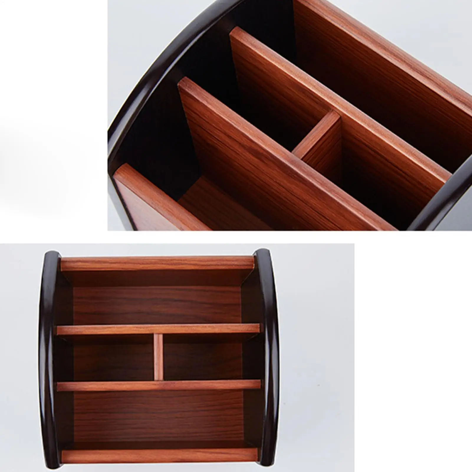 Pen Organizer For Desk Wooden 360 Rotating Multi-Compartment Pencil Holder Office Organization For Desk For Stationery Supplies