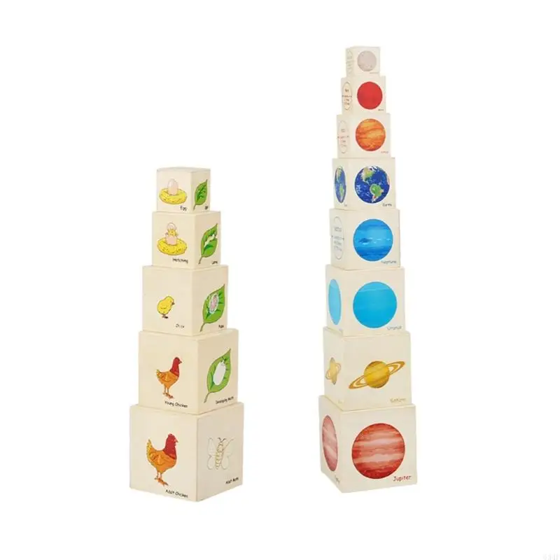 

634F Wooden Stacking Boxes Nesting Stacking Nesting Toy Stacking Block Stacking Cubes