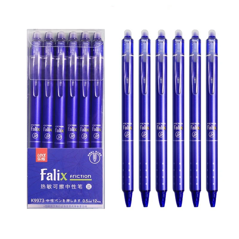 0.5mm Retractable Erasable Ballpoint Pens Set with Refills Black Blue Gel Ink Built-in Eraser Office Supplies Exam Stationery