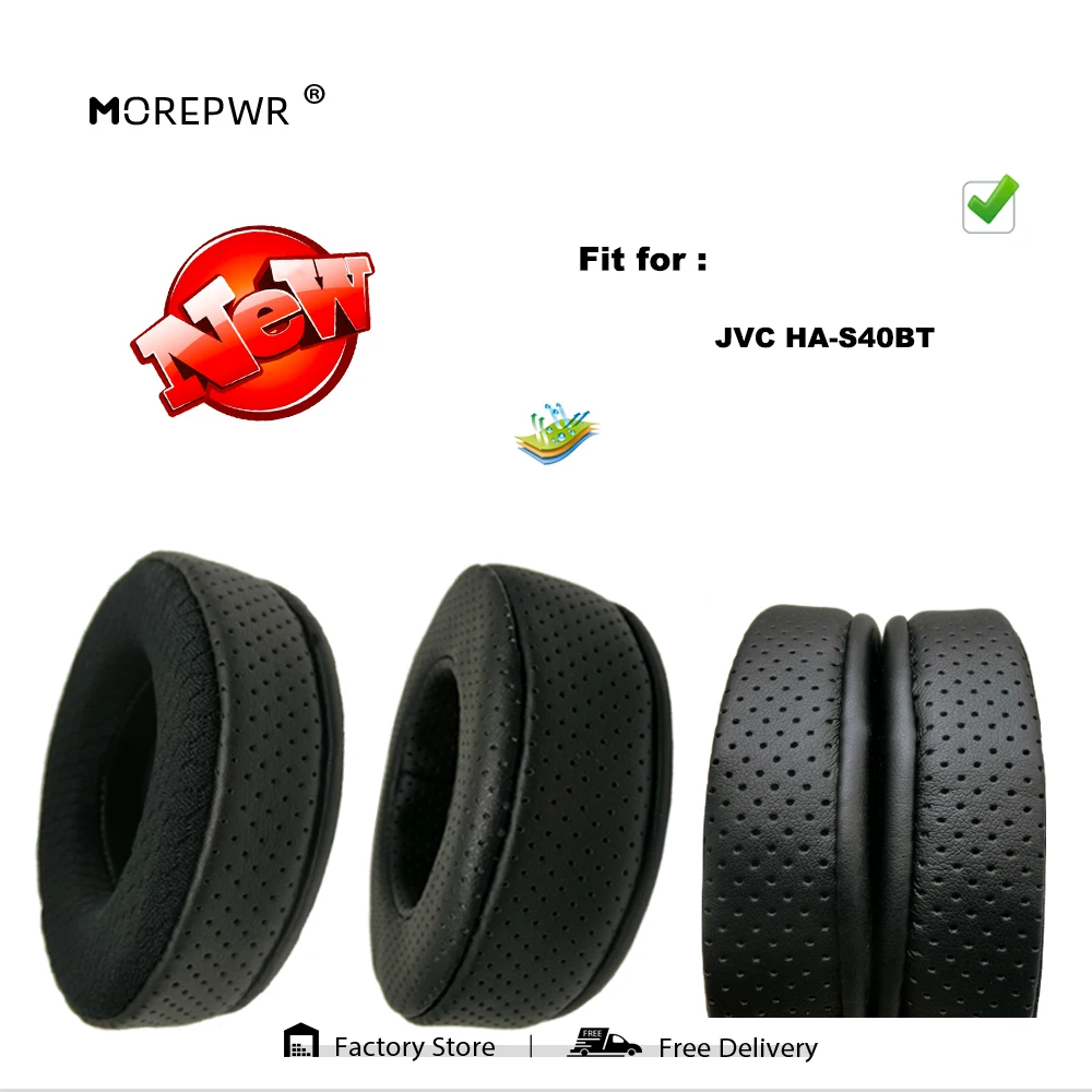 Morepwr, nueva actualización, almohadillas de repuesto para auriculares JVC HA-S40BT, piezas, cojín de cuero, orejera