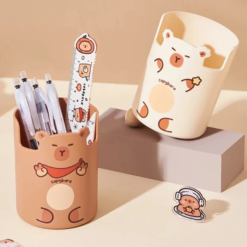 1-5PCS Cartoon Kapybear Pencil Holder Large Capacity Cute Desk Organizer for Back To School Office Student