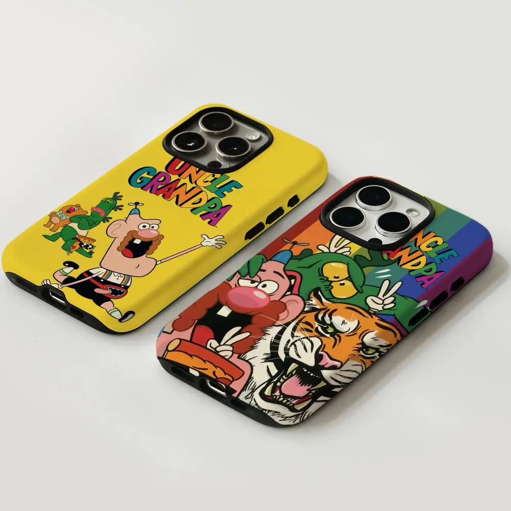 حافظة هاتف لهاتف آيفون 17 16 15 14 13 12 Pro Max Plus لامعة عالية الدقة بطبقة مزدوجة غلاف صلب سائل كرتوني العم الجد #1