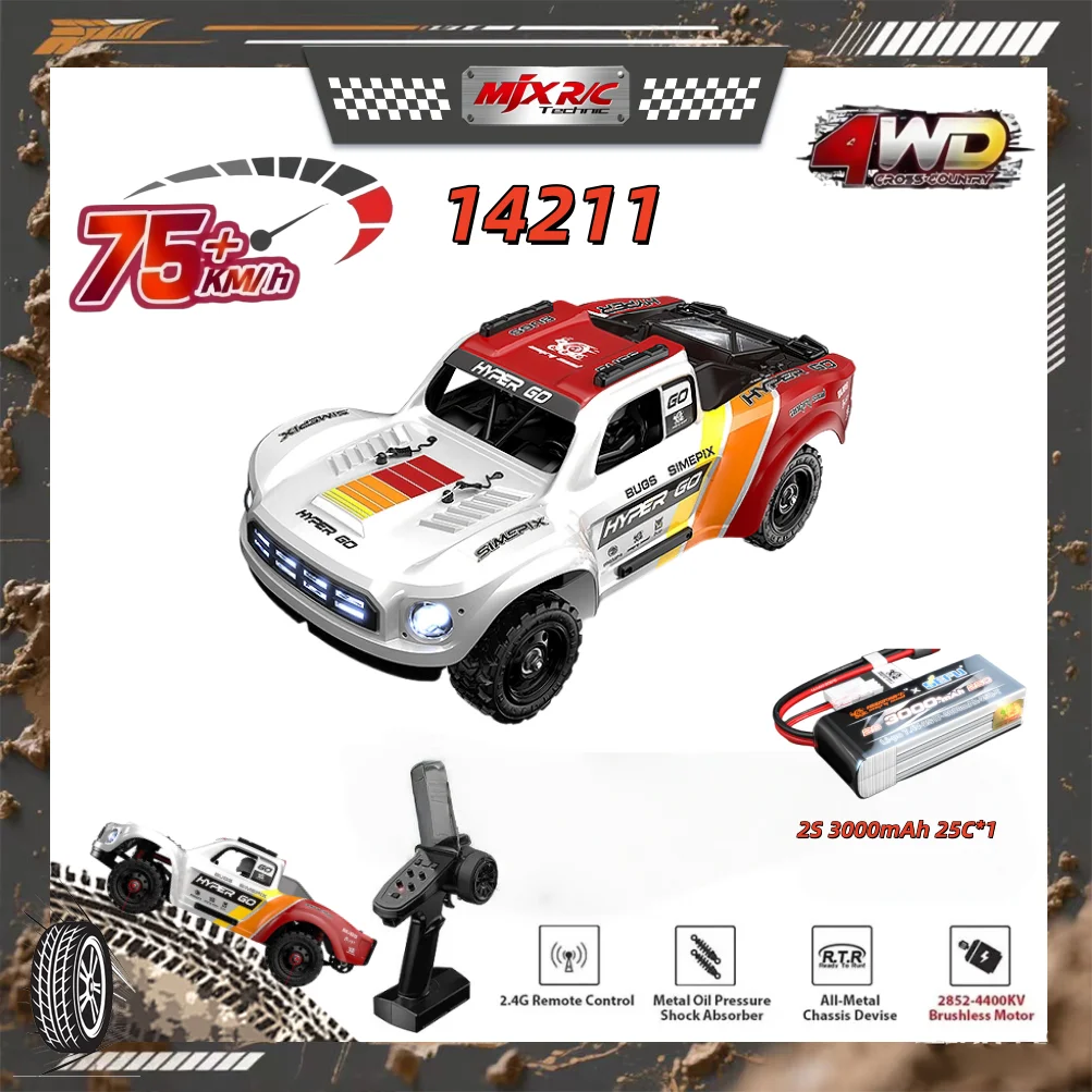 

MJX 1/14 14211 HYPER GO 2852 70 км/ч бесщеточный двигатель большой гусеничный автомобиль с дистанционным управлением 4WD для взрослых/детей Рождественский подарок