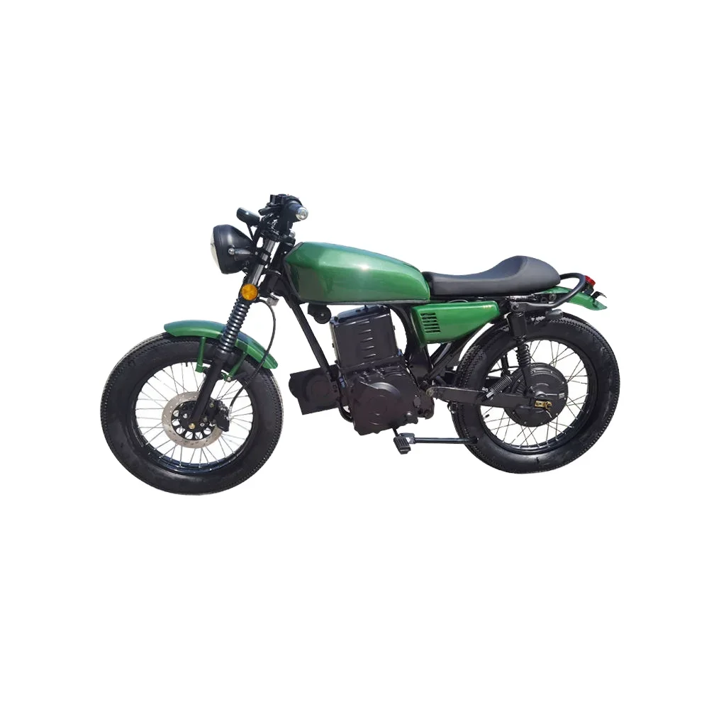 New 72v Electric Cafe Racer Motorcycle with Steel Seat 3000W Brushless Motor 2000W Power 80km/h Max Speed Lithium Battery