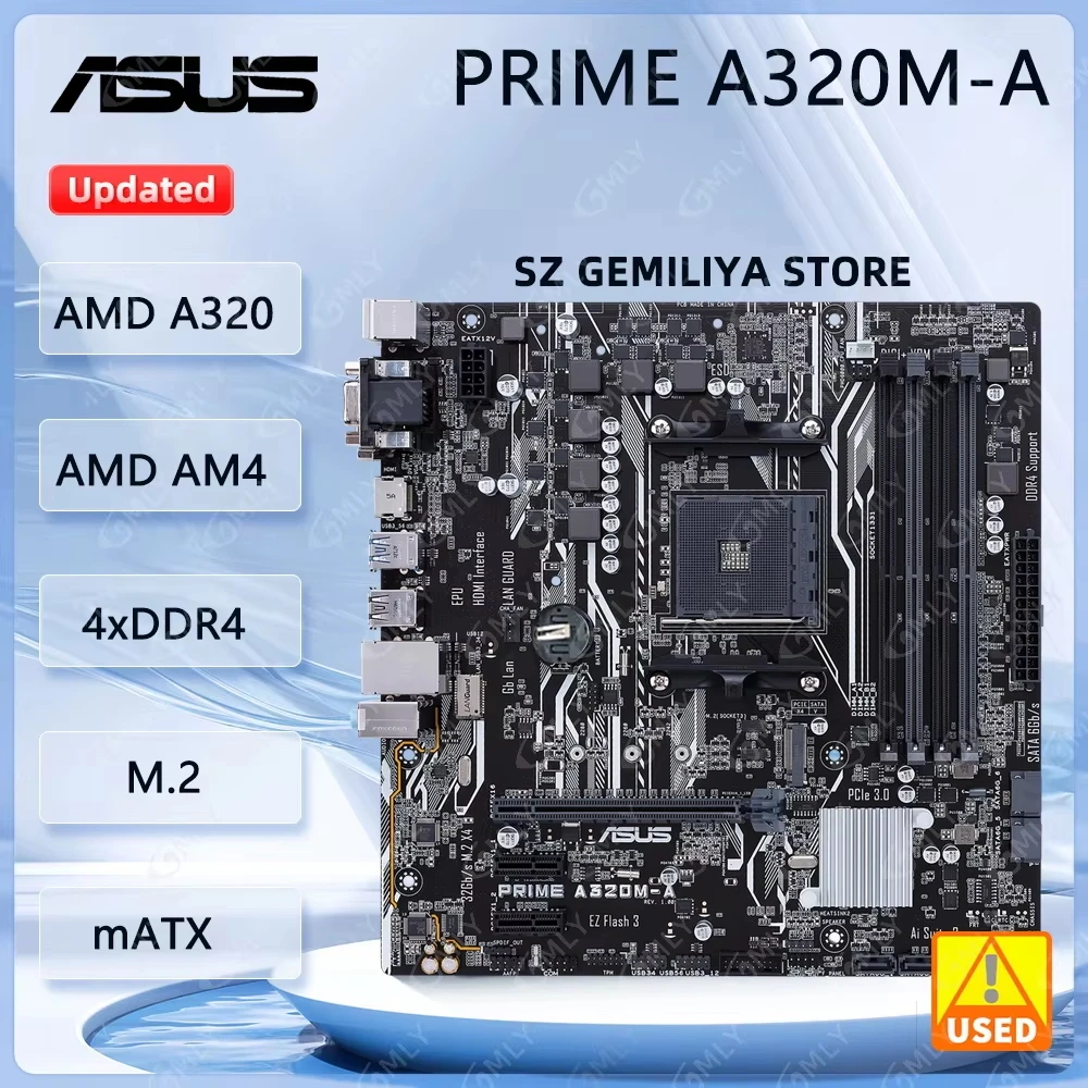ASUS PRIME A320M-A Motherboard AM4 A320M DDR4 32GB M.2support Ryzen 5 5600 Ryzen 7 5700 Ryzen 5 2600 Ryzen 7 3700 cpu Micro ATX