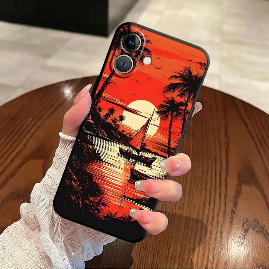 Soft Back Phone Cover Case for iPhone X XS XR SE 11 17Air 7 8 12 13 Mini 17 16 Pro Max 14 15 Plus Beautiful Scenery