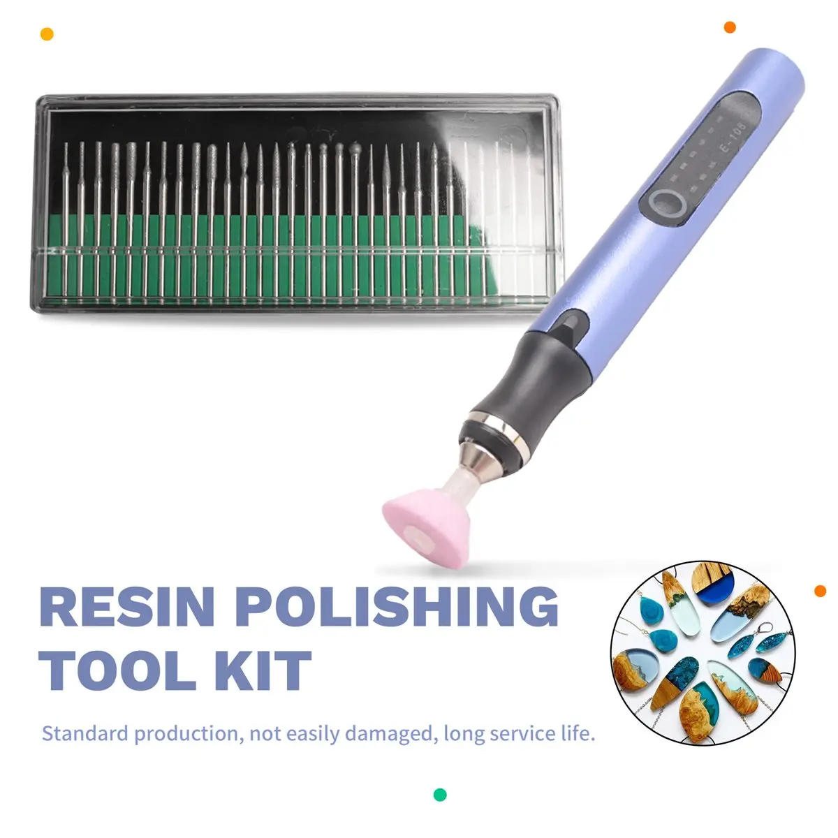 HOME USE-A Resin Polishing Tools Kit,Electric Resin Drill Kit,Rotary Pen with Bits & Deburring Tool for Keychain Making,Jewelry