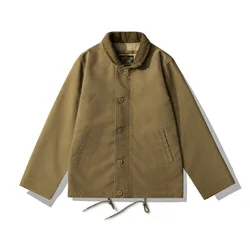 OKONKWO Navy N-1 Deck Jacket Thin Stand Up Collar Coat Outdoor Riding Hiking Travel Combat Sports Hunting Training Uniform Work
