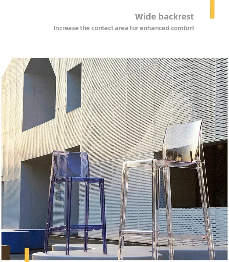 Clear Acrylic Modern Bar Stool Ergonomic Counter Height Chair Stylish Kitchen Island Seating for Home Furniture & Cafe Decor