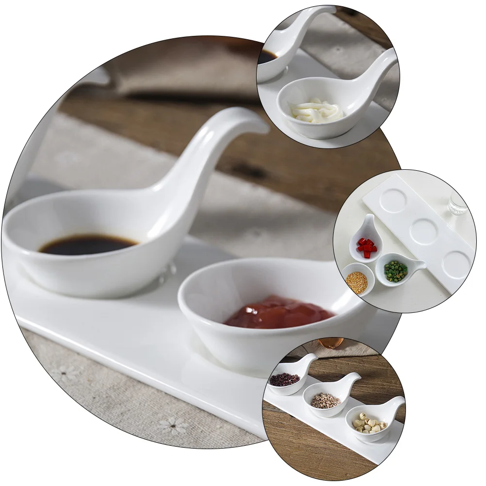 

1 комплект, креативная керамическая посуда для соуса, ложки для икры, тарелки для печени гуся, безопасный материал, посудомоечная машина, ложки с подходящей ручкой