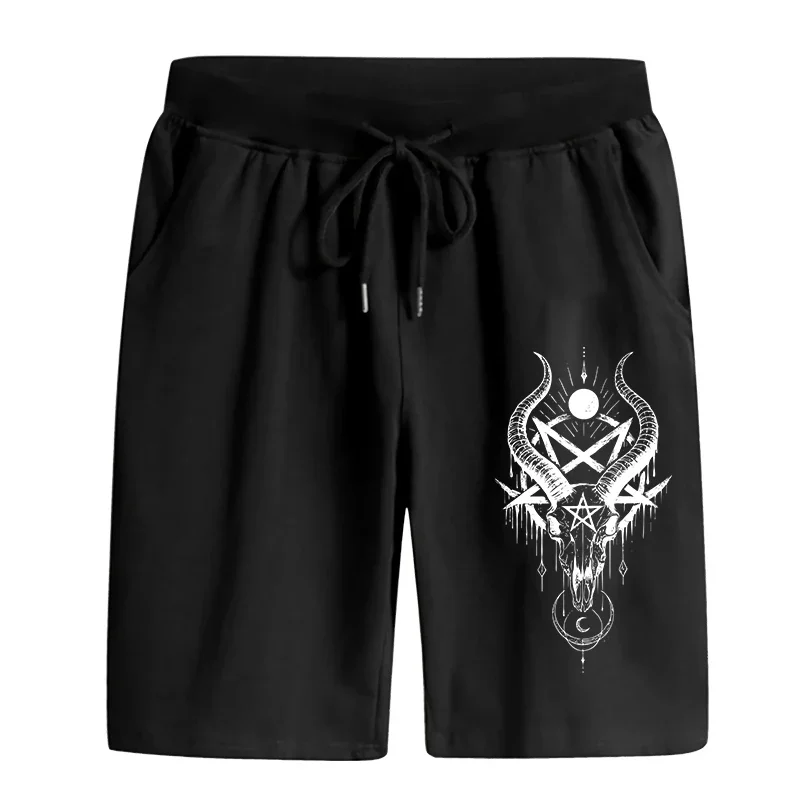 2026 Male Satan Print Walking Shorts High Quality Men's Summer Casual Sports Knee Length Pants Home Outdoor Comfortable Shorts