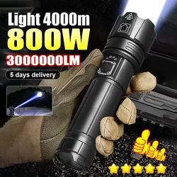 800W Most Powerful LED Flashlight Rechargeable Torch Lighting 4000M Tactical Lantern Ultra Powerful Flashlight With Usb Charging