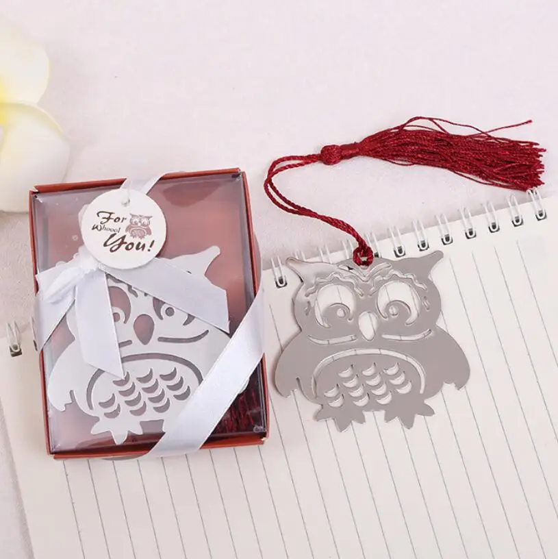 

20pcs/lot Cute Owl Book Markers Birds With Tassels Metal Bookmark Stationery For Kids Gift