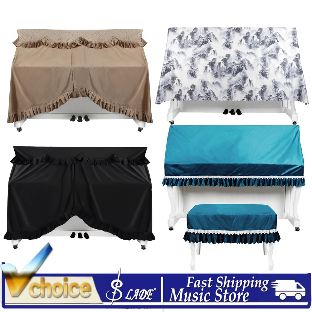88-Key Piano Cover Dustproof Velvet–Upright Piano Dust Cover with Ruffled Hem, Full Protection & Elegant Design Best for Piano