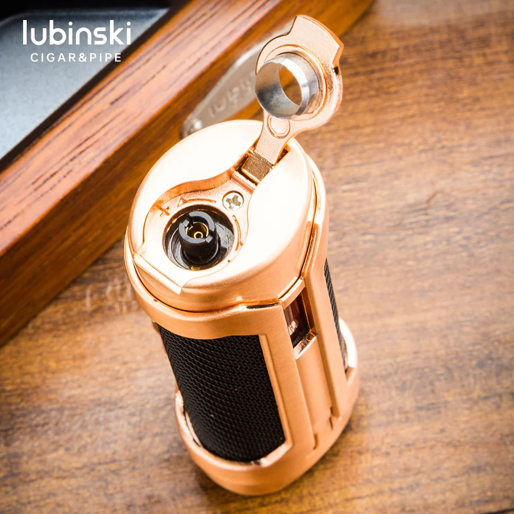 Lubinski YJA-10042 Luxury Mesh Cigar Lighter Single Blue Flame Multi-functional Cigar Holder