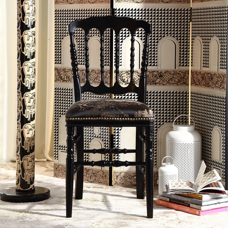 All solid wood dining chair black chair bamboo dressing