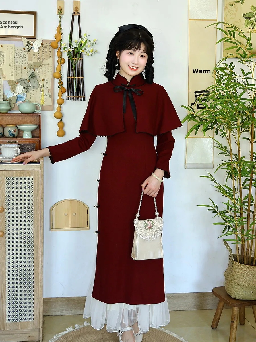 

Красный комплект с длинными рукавами в ретро-стиле для повседневной носки, красивый, в стиле ретро, для женщин, улучшенная версия, традиционный.