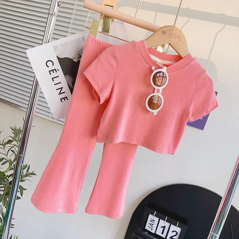 Girls Clothes Sets Summer Short Sleeve T-shirt+Pants Children Casual Clothes Suits Kids Clothes Girls 2Pcs Clothing Outfits 2-7Y