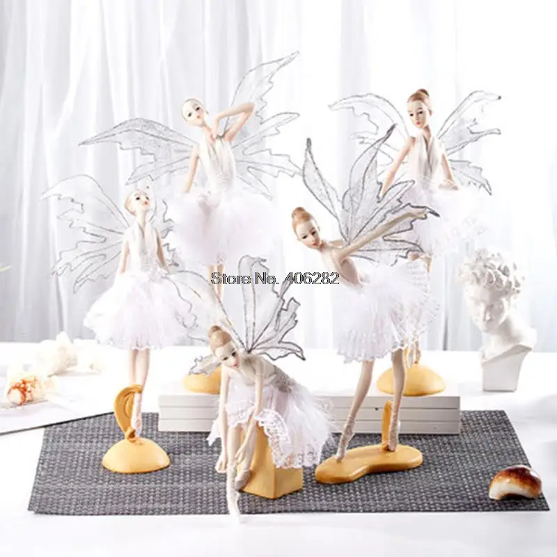 

Ballet Dancing Girl Creative Resin Angel Ornaments Crafts Desk Home Miniature Fairy Figurines Wedding Decoration Gifts