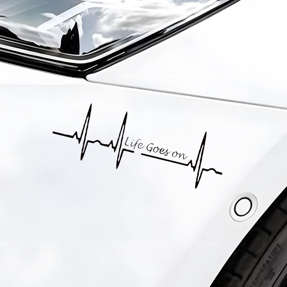 

17cm Heart Beat Trackpad Life Goes On Nice Sticker for Car Stickers Personality, Stylish, Products Decoration Exterior Parts PVC