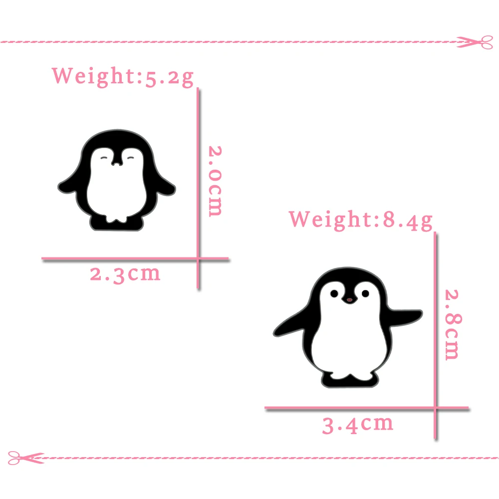 Cute Big and Small Penguins Ename Brooch Cartoon Animals Custom Pins Black and White Backpack Lapel Badge Jewelry Gifts for Kids