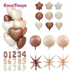26inch Explosion Star Foil Balloons 4D Brown Beige Cream Heart Circle Shape Helium Baloon Baby Girl Birthday Party Wedding Decor