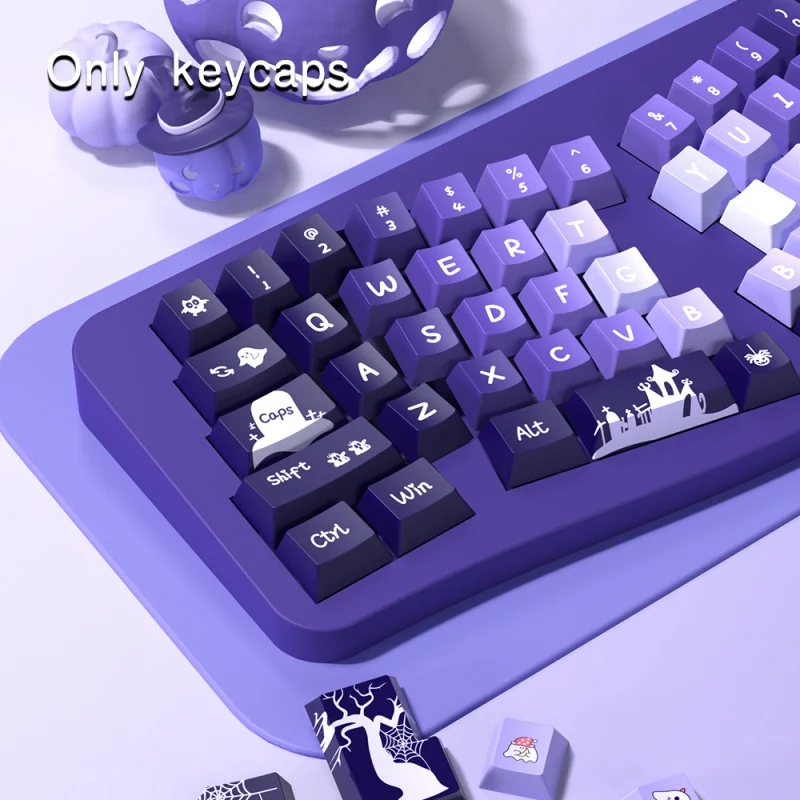 Imagem -02 - Keycaps Temáticos do Dia das Bruxas Sublimação Térmica Pbt Keycaps Teclado Mecânico Personalizado Altura de Fábrica Original 139 Chaves 158 Chaves