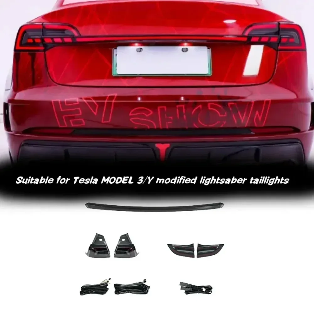 VASTZ for Tesla Model Y 3 2017-2024 LED Through Trunk Tail Light Modified Rear Lamp Streamer Turn Signal Width Cross Lamp