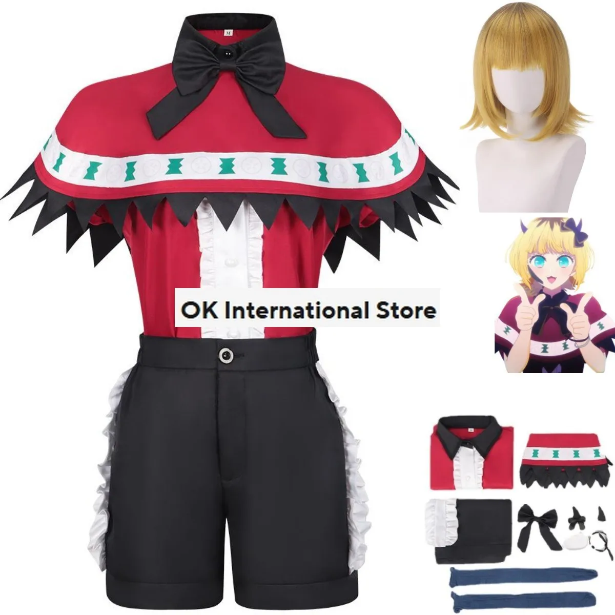 Anime Oshi No Ko Mem Cho Cosplay Costume Wig Red Shawl Uniform Stage Clothing Woman Sexy Kawaii Halloween Masquerade Ball Suit